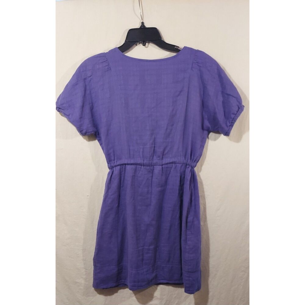 J.Crew purple V-neck linen-cotton button-front dress - Picture 2 of 3